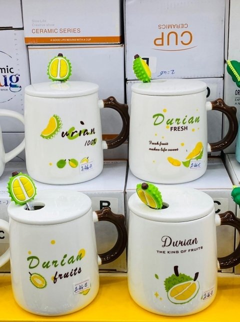 Durian Tasarımlı Kaşıklı Mug Kupa Bardak