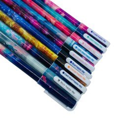 10' lu Gökkuşağı Galaksi Renkli Jel Kalem Seti