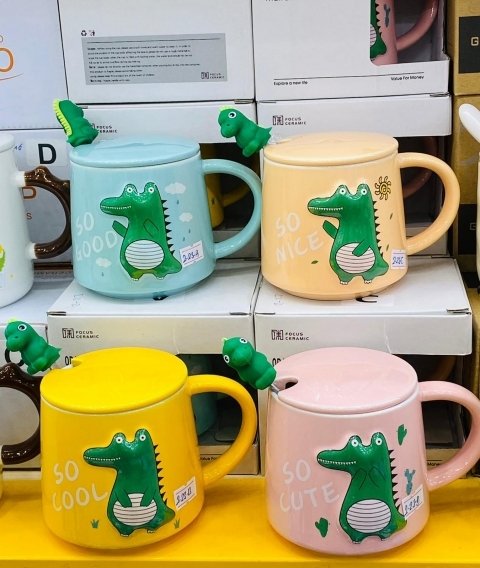 Dinozor Tasarımlı Kaşıklı Mug Kupa