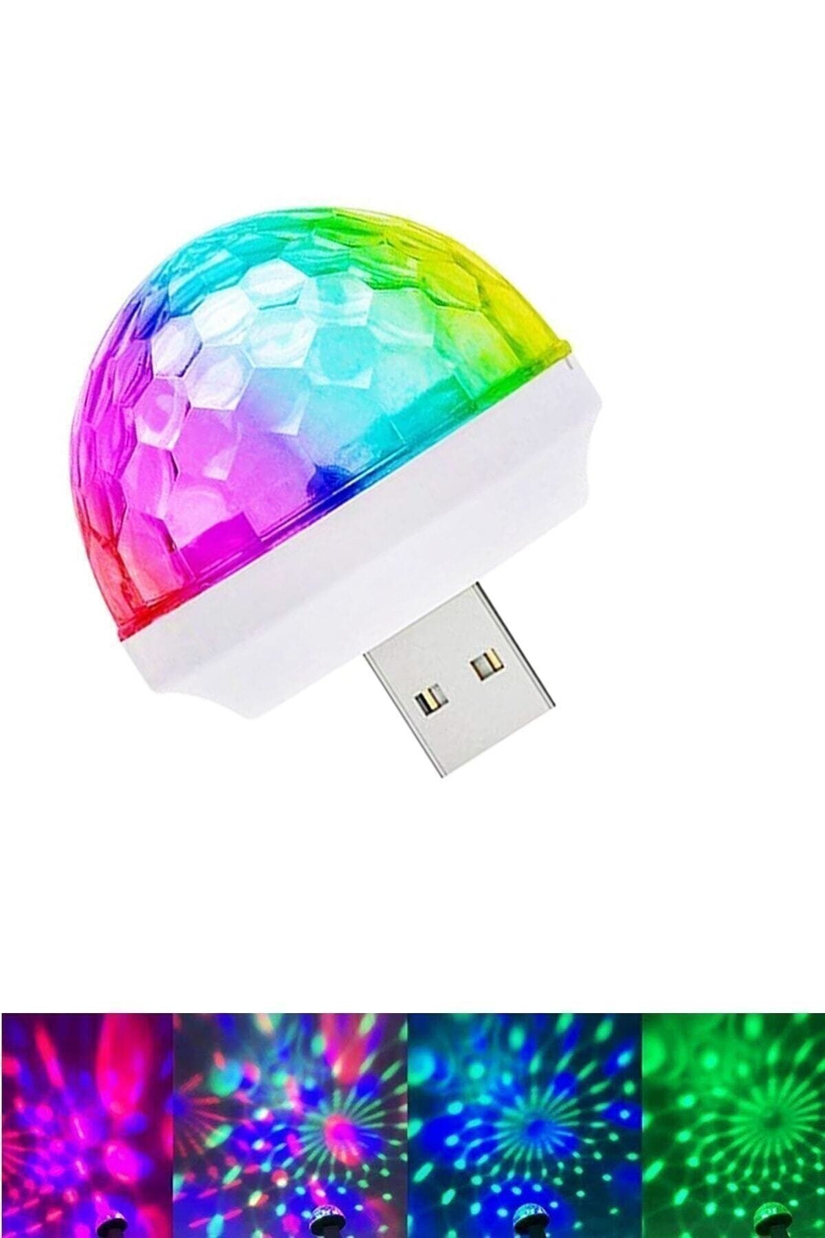 Müziğe ve Sese Duyarlı Usb Girişli Araç İçi Mini Disko Topu Ev Parti Topu