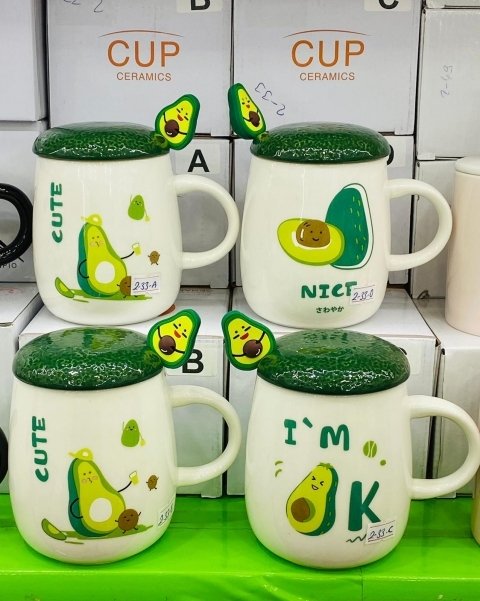 Avokado Tasarımlı Kaşıklı Mug Kupa Bardak