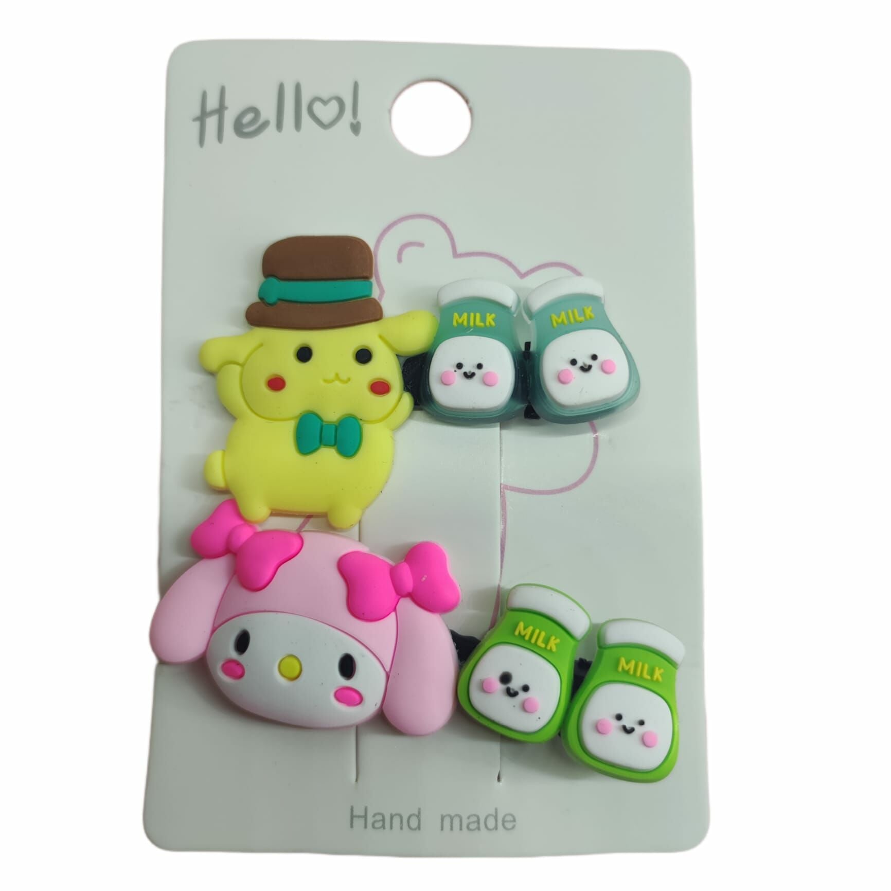 Anime Kawaii Sanrio My Melody Pompompurin 2'li Klipsli Pens Toka Seti