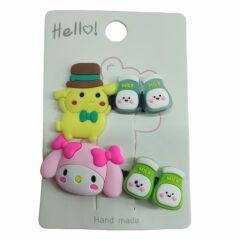 Anime Kawaii Sanrio My Melody Pompompurin 2'li Klipsli Pens Toka Seti