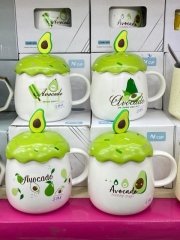 Avokado Tasarımlı Kaşıklı Mug Kupa Bardak