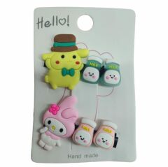 Anime Kawaii Sanrio My Melody Pompompurin 2'li Klipsli Pens Toka Seti