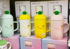 Ananas Tasarımlı Kaşıklı Mug Kupa Bardak