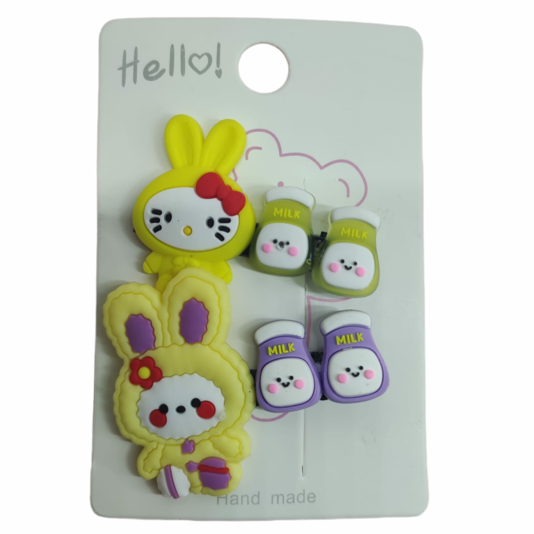 Anime Kawaii Sanrio Hello Kitty Tavşan 2'li Klipsli Pens Toka Seti