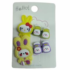 Anime Kawaii Sanrio Hello Kitty Tavşan 2'li Klipsli Pens Toka Seti