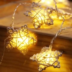 Dekoratif Görünümlü Yıldız Rattan Model Süs Led Şerit Aydınlatma (10'lu)