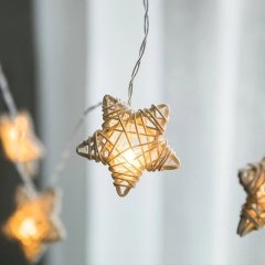 Dekoratif Görünümlü Yıldız Rattan Model Süs Led Şerit Aydınlatma (10'lu)