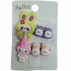 Anime Kawaii Sanrio Tavşan My Melody 2'li Klipsli Pens Toka Seti