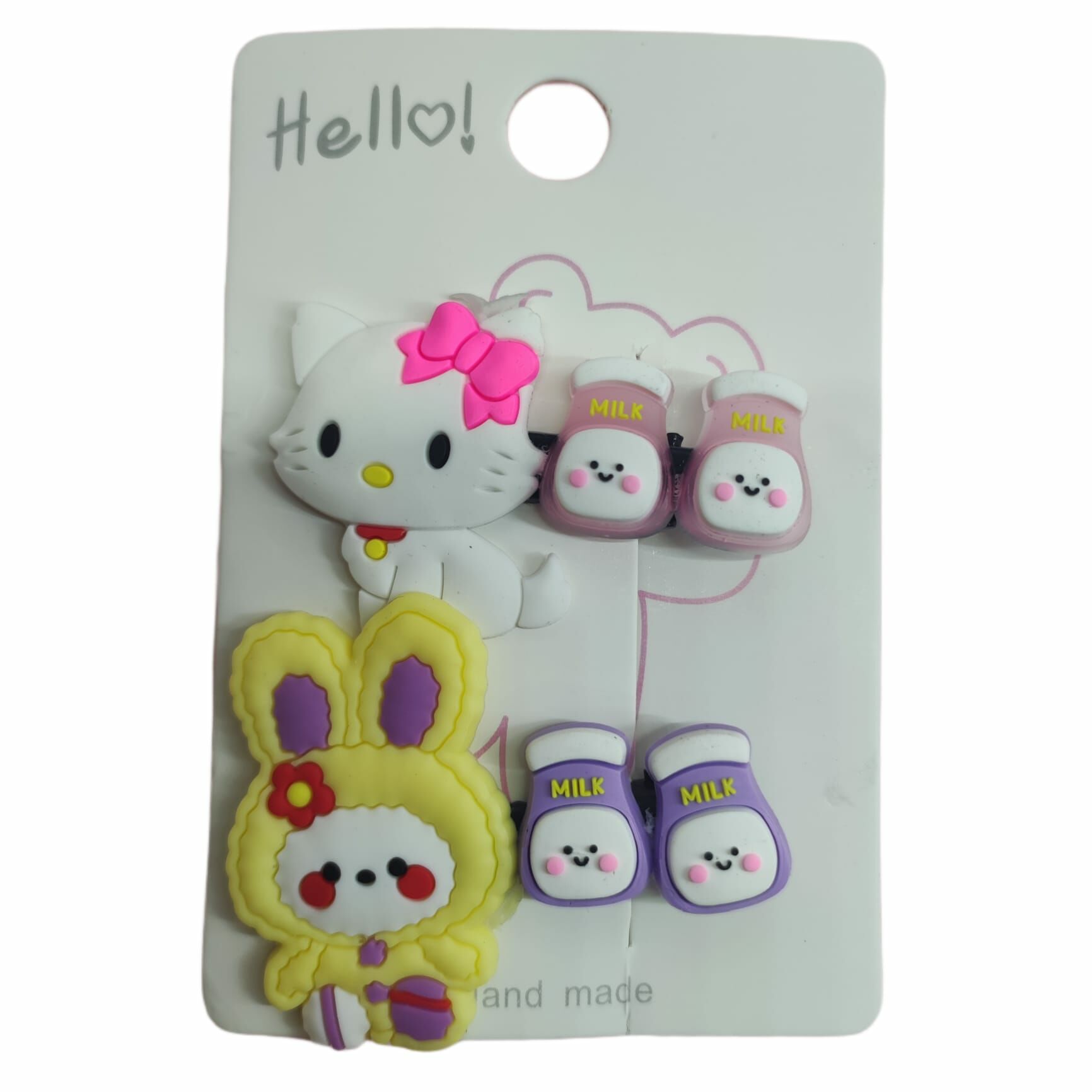 Anime Kawaii Sanrio Kedi Tavşan 2'li Klipsli Pens Toka Seti