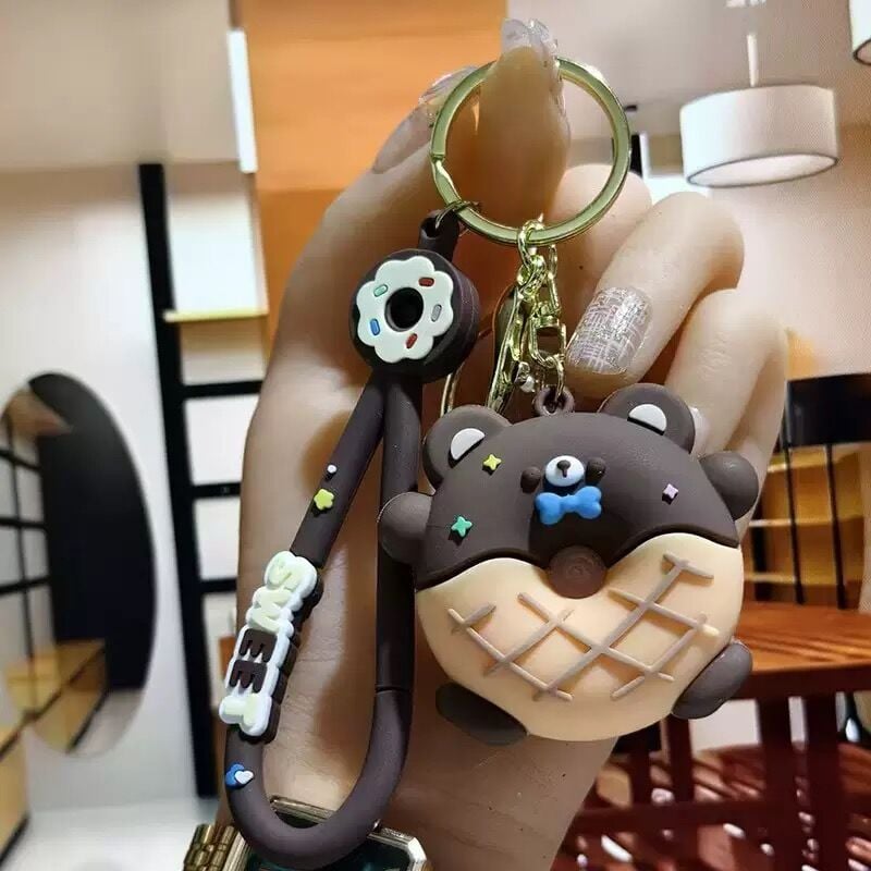 Sevimli Donut Karakter Lüx Anahtarlık Çanta Aksesuarı Süsü 1 Adet