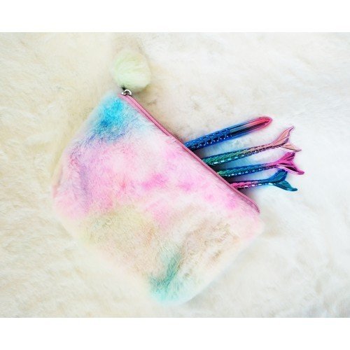 Ponponlu Geniş Peluş Kalemlik Makyaj Çantası