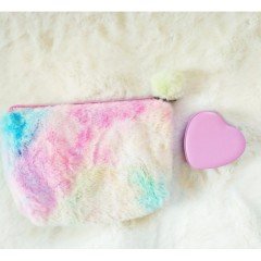 Ponponlu Geniş Peluş Kalemlik Makyaj Çantası