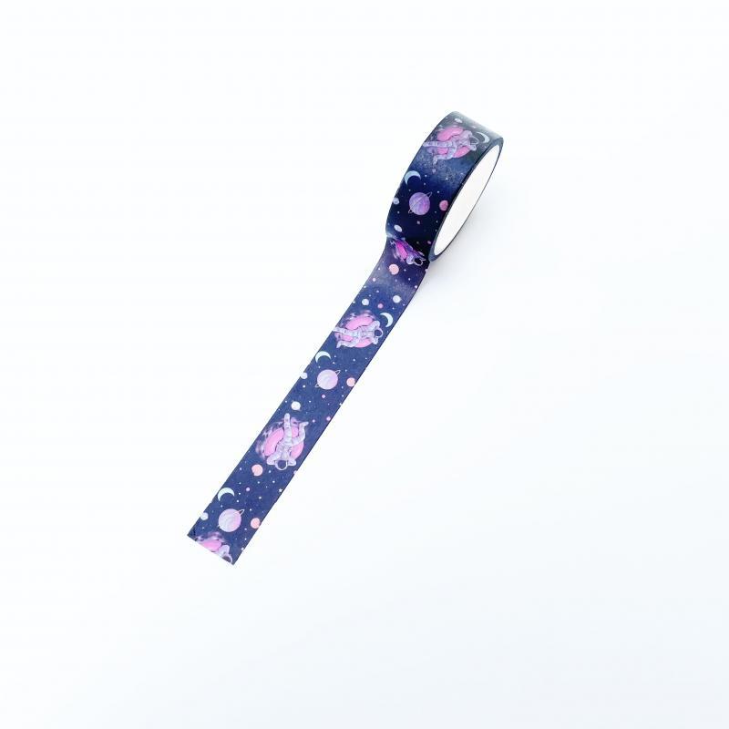 Planet Astronot Desenli Kağıt Bant Dekoratif Bant