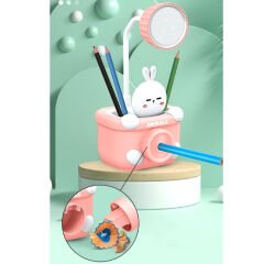 Tavşan Kalemlik Kalemtraş Masa Lambası Şarjlı