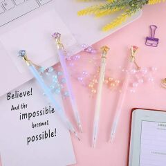 Elmas Başlıklı Boncuklu Uçlu Kalem 1 Adet 0.7 Versatil Kalem