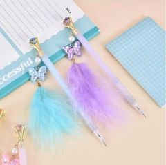 Elmas Taşlı Tüylü Kelebek Uçlu Kalem 1 Adet 0.7 Versatil Kalem