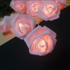 Dekoratif Led Işıklı Pembe Güller 10 lu 2 Metre Şerit Lamba