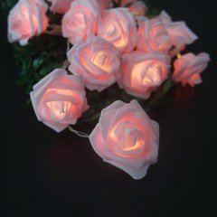 Dekoratif Led Işıklı Pembe Güller 10 lu 2 Metre Şerit Lamba