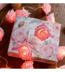 Dekoratif Led Işıklı Pembe Güller 10 lu 2 Metre Şerit Lamba