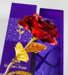 24 Ayar Altın Kaplama Kırmızı Gül