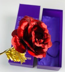 24 Ayar Altın Kaplama Kırmızı Gül