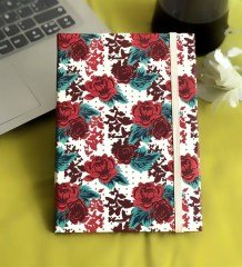 Gül Tasarımlı Lastikli Defter