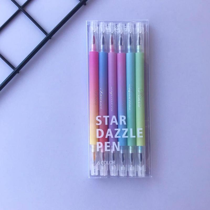 12 Renk Çift Taraflı Jel Kalem 6lı Star Dazzle