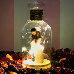 Kalp Kalbe Aşıklar Işıklı Cam Fanus