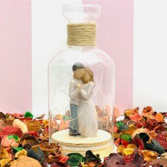 Kalp Kalbe Aşıklar Işıklı Cam Fanus