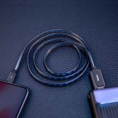 Baseus Glowing Serisi Led Işıklı 2.4A Bükülmeye Dayanıklı iPhone Lightning Data Şarj Kablosu