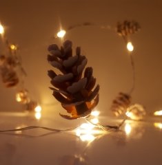 Sonbahar Konseptli Kozalak Dekorlu 2,5 Metre 20 li Peri Şerit Led