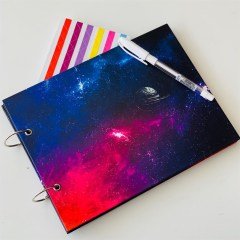 Space Nebula Tasarımlı Siyah Sayfa Kendin Yap Fotoğraf Albümü