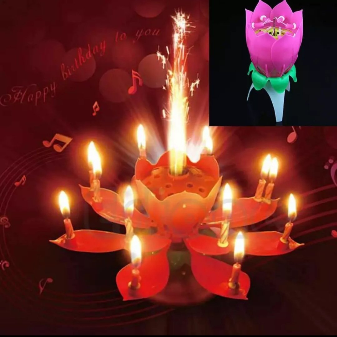Kendinden Açılan Dönen Müzikli Sihirli Pasta Mumu