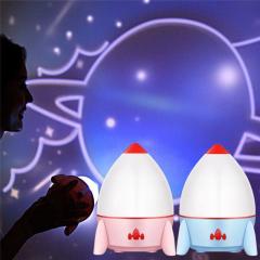 Roket Satürn ve Gezegenler Projeksiyon Çocuk Odası Gece Lambası