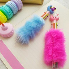 Tüylü Peluş Ay Ve Unicorn Jel Mürekkep Kalem