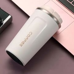 Beyaz Paslanmaz Çift Katmanlı Vakumlu Termos Kupa Bardak 510 Ml