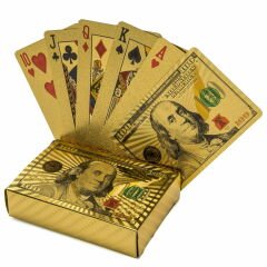 Dolar Altın Kaplama Gold İskambil Oyun Kartı Pvc Su Geçirmez Gold Oyun Kağıdı Poker Pişti Kağıdı