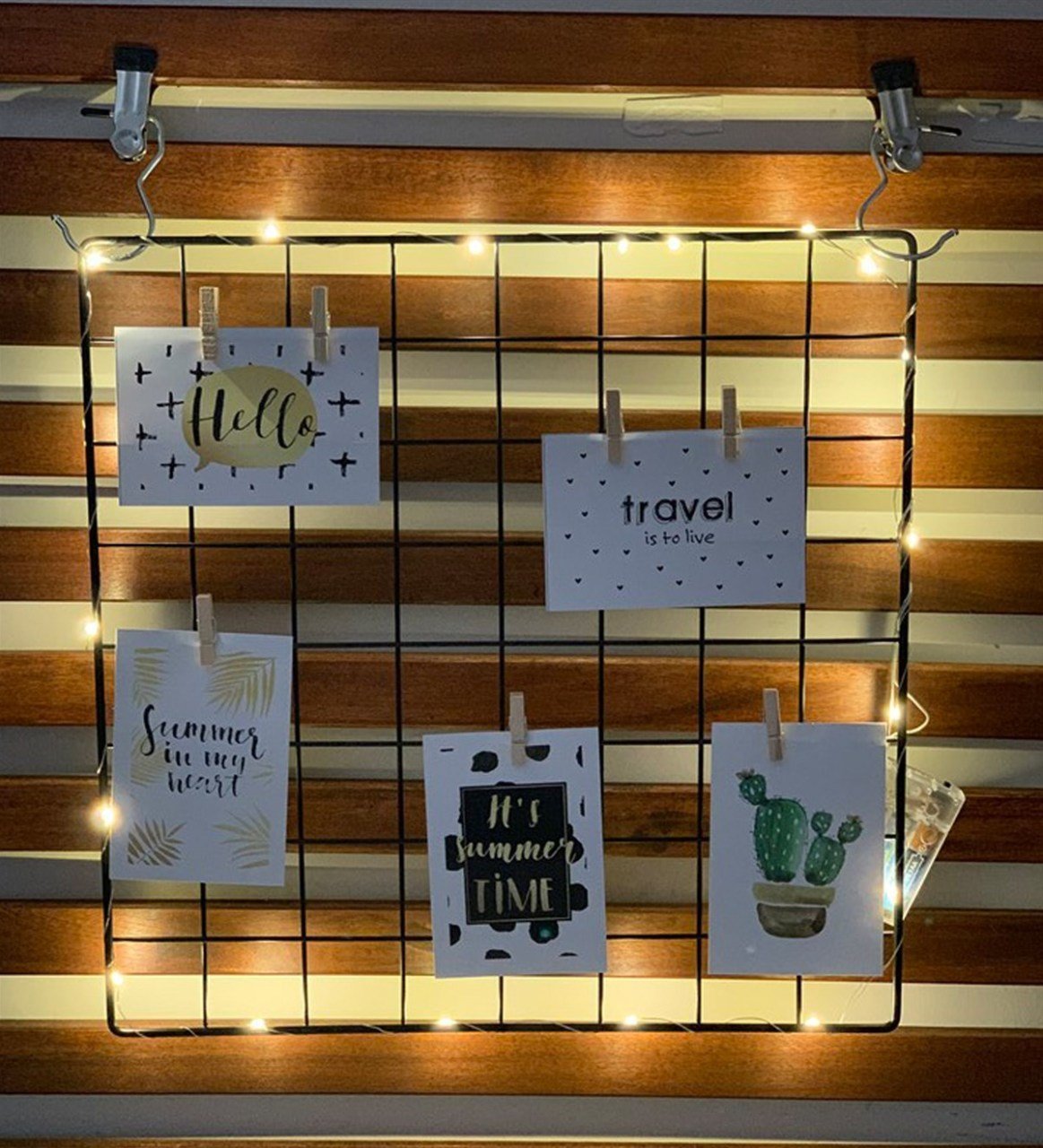 Işıklı Metal Tel Fotoğraf Çerçevesi