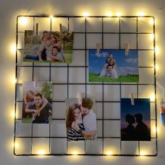 Işıklı Metal Tel Fotoğraf Çerçevesi