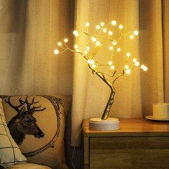 Dokunmatik Dekoratif İnci Ağaç Masa Lambası 50 Cm