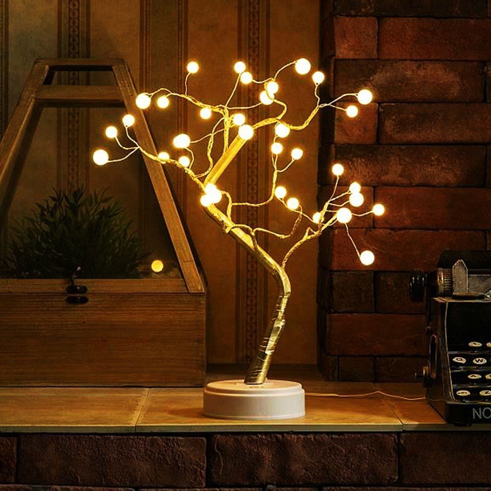 Dokunmatik Dekoratif İnci Ağaç Masa Lambası 50 Cm