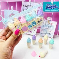 6lı Külah Dondurma Fosforlu Kalem Seti