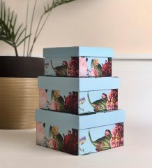 Çiçek Mottolu Tasarım 3'lü Kutu