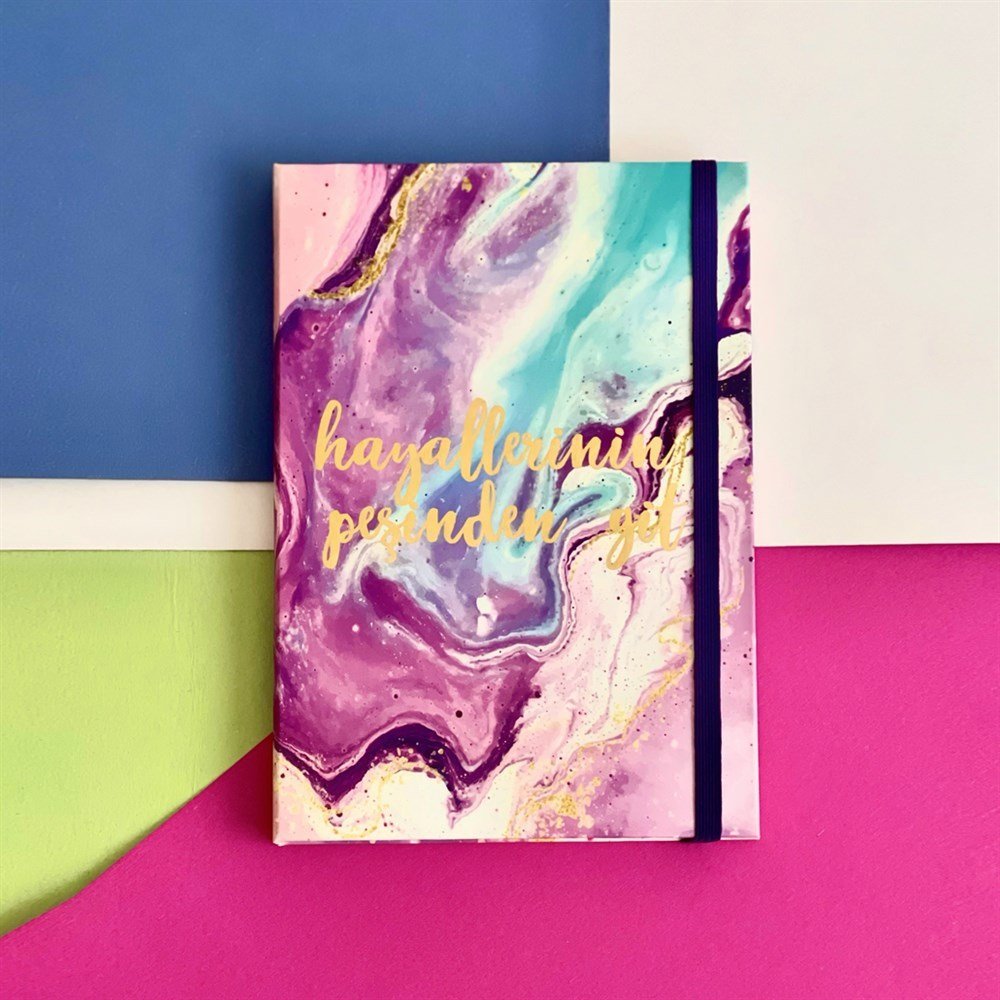 Hayallerinin Peşinden Git Tasarımlı Lastikli Defter