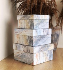 Mermer Mottolu Tasarım 3'lü Kutu