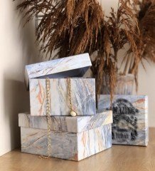 Mermer Mottolu Tasarım 3'lü Kutu