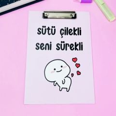 Sütü Çilekli Seni Sürekli Tasarımlı Sekreterlik